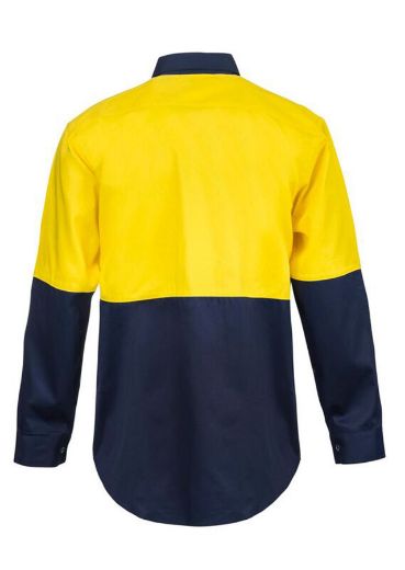 Picture of WorkCraft HI VIS LONG SLEEVE COTTON DRILL SHIRT WITH PRESS STUDS